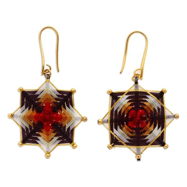 Alternate image for 18k Gold-Plated Dangle Earrings with Geometric Design Intense Mind