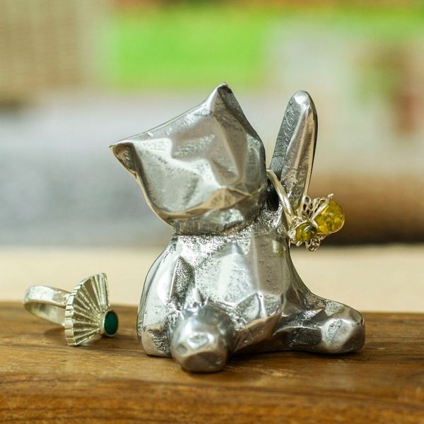 Alternate image for Polished Abstrac Pewter Bear Ring Holder from Mexico Abstract Teddy