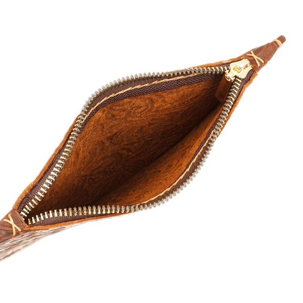 Alternate image for Baroque Floral Chocolate Leather Tote Bag and Wristlet Classic Chocolate