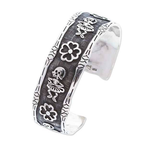 Alternate image for Day of the Dead-Themed Sterling Silver Cuff Bracelet Underworld Festival