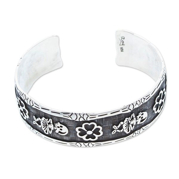 Alternate image for Day of the Dead-Themed Sterling Silver Cuff Bracelet Underworld Festival