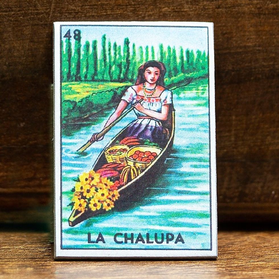 Mexican Decoupage Wood Magnet with Nature-Themed Decoupage 'Mexican Rivers'