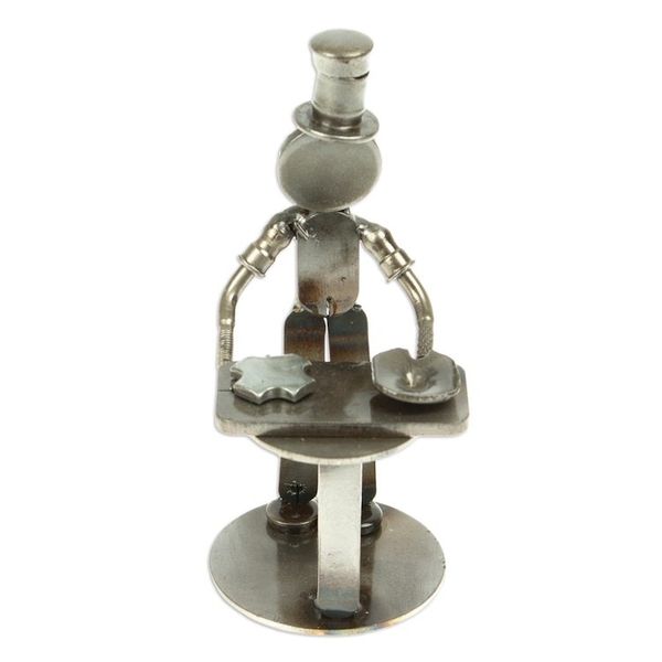 Alternate image for Handcrafted Recycled Scrap Metal Chef Statuette from Mexico Eco-Friendly Taste