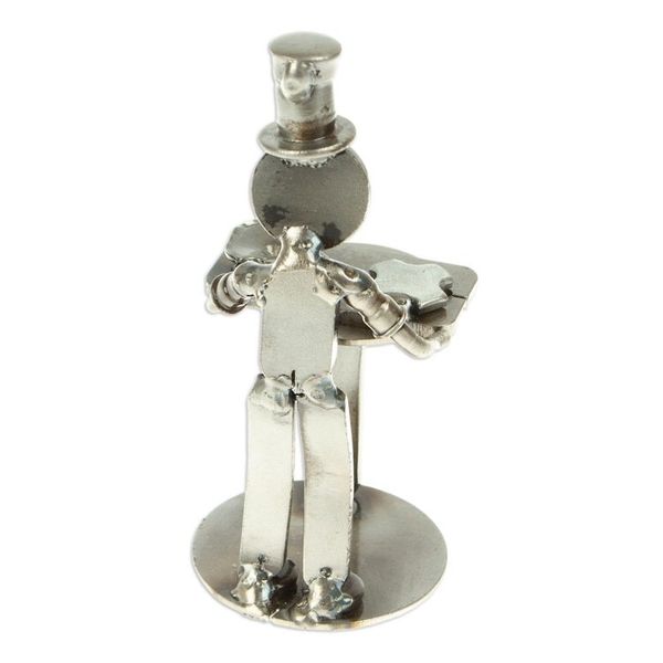 Alternate image for Handcrafted Recycled Scrap Metal Chef Statuette from Mexico Eco-Friendly Taste