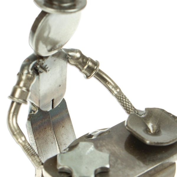 Alternate image for Handcrafted Recycled Scrap Metal Chef Statuette from Mexico Eco-Friendly Taste