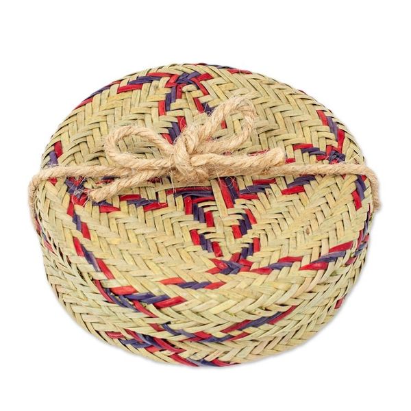 Alternate image for Set of 6 Purple and Red Natural Fiber Coasters from Mexico Purple Eco