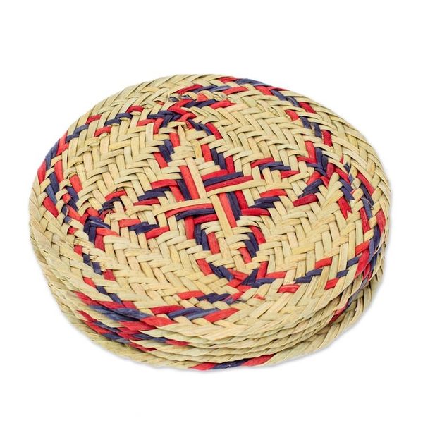 Alternate image for Set of 6 Purple and Red Natural Fiber Coasters from Mexico Purple Eco