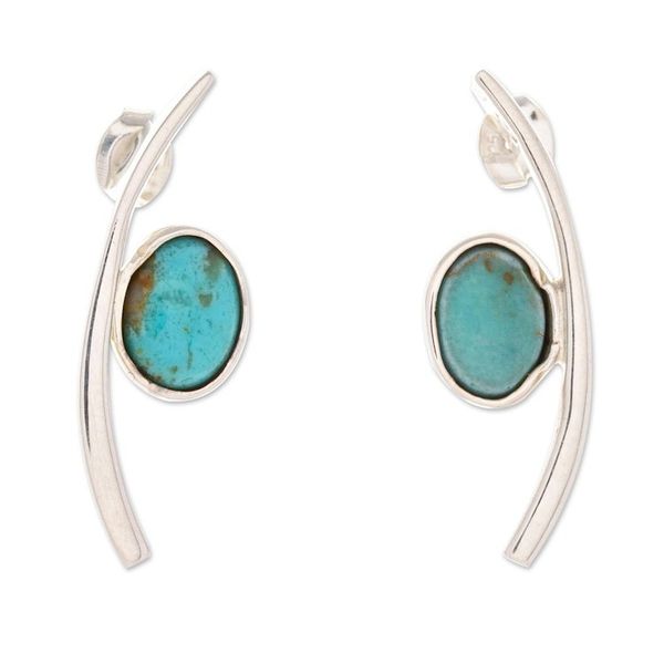 Alternate image for Sterling Silver Drop Earrings with Recon Turquoise Jewels Modern Lagoon