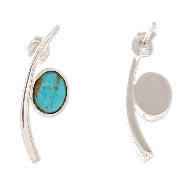 Alternate image for Sterling Silver Drop Earrings with Recon Turquoise Jewels Modern Lagoon