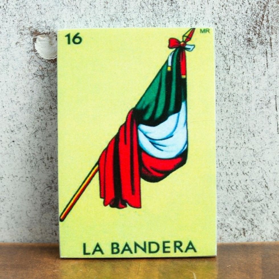 Mexican Wood Magnet with Mexican Flag Decoupage 'Mexican Pride'