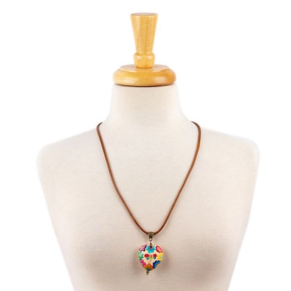 Alternate image for Hand-Painted Floral Dragonfly Pinewood Pendant Necklace Resilient Realm