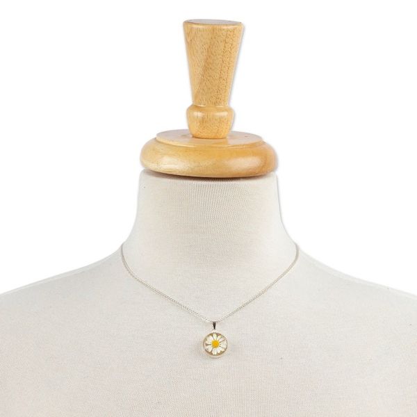 Alternate image for Round Natural Daisy Pendant Necklace from Mexico Daisy Luck