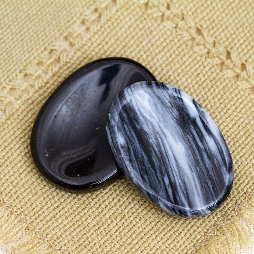Handcrafted Oval Stones Pair 'Serenity Amulet'