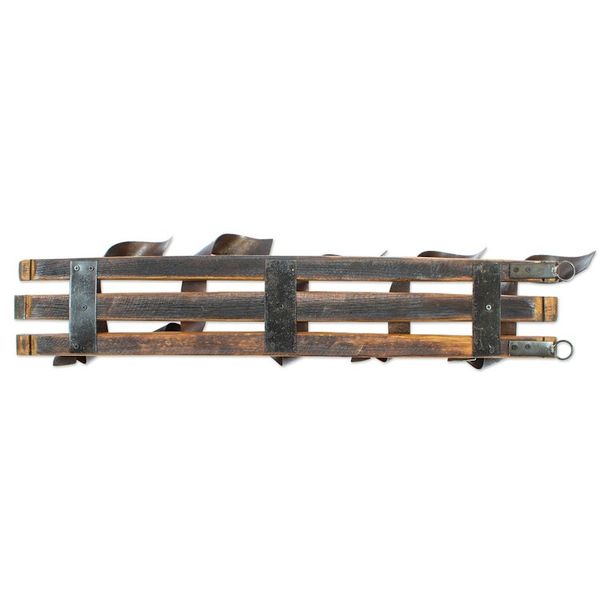 Alternate image for Wood Barrel Stave Wine Bottle Holder from Mexico Grapevine Spirals