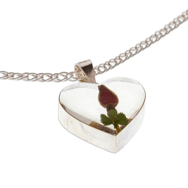 Alternate image for Heart-Shaped Natural Rose Pendant Necklace from Mexico Rose Heart