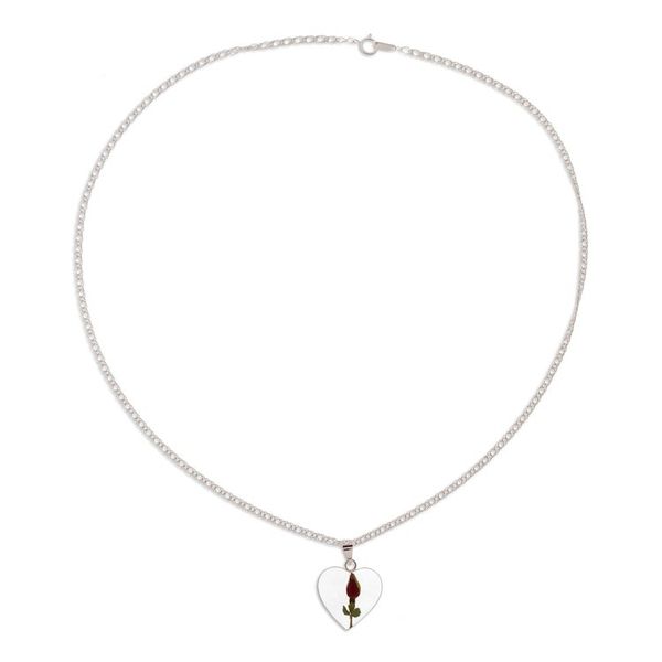 Alternate image for Heart-Shaped Natural Rose Pendant Necklace from Mexico Rose Heart