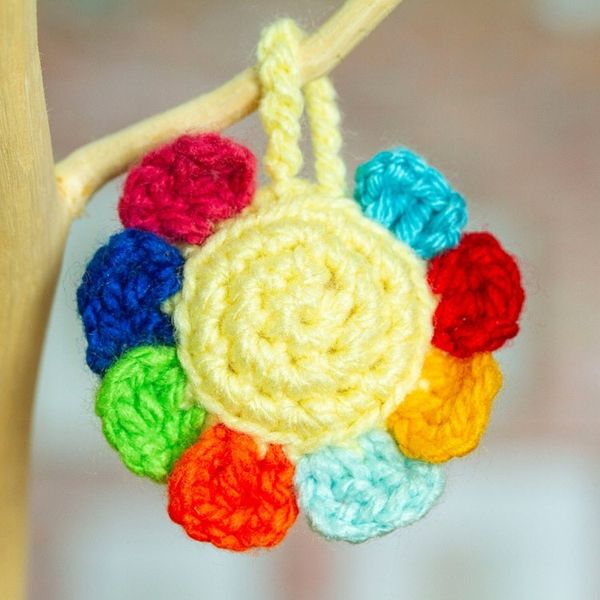 Alternate image for Flower Crocheted Charm for Handbags Handmade in Mexico Cute Flower
