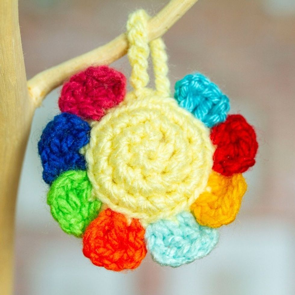 Flower Crocheted Charm for Handbags Handmade in Mexico 'Cute Flower'