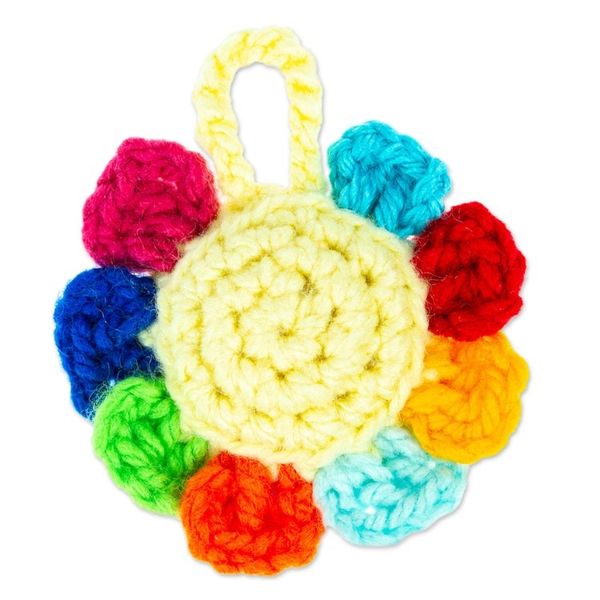 Alternate image for Flower Crocheted Charm for Handbags Handmade in Mexico Cute Flower