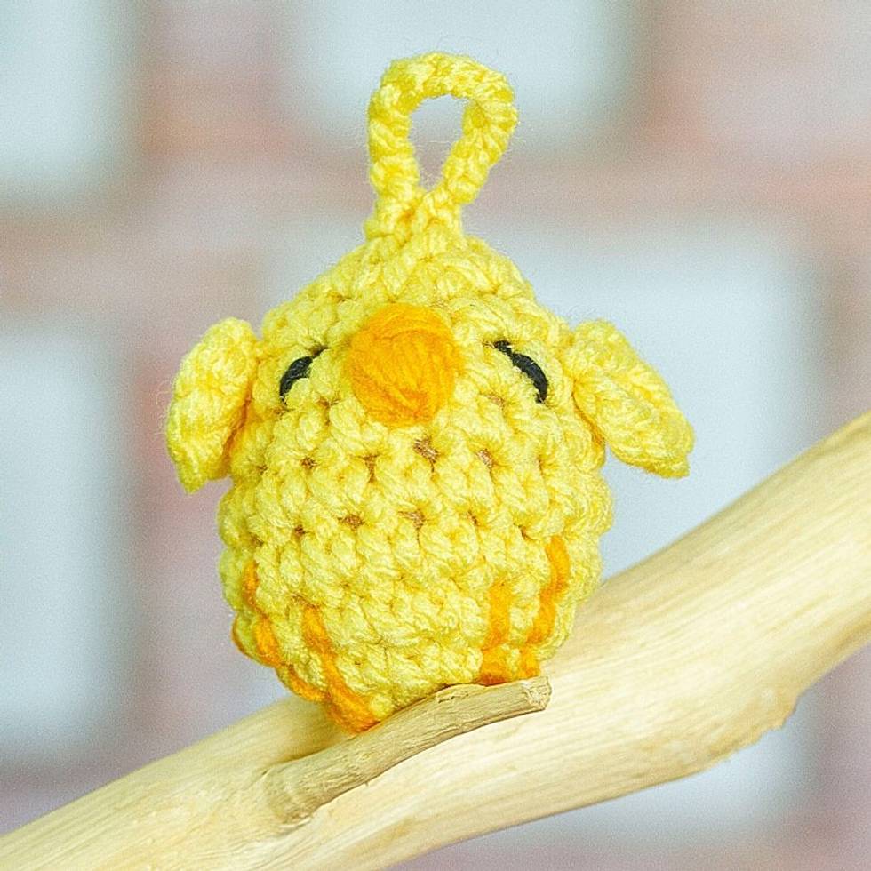 Chick-shaped Crocheted Charm for Handbags Handmade in Mexico 'Cute Chick'