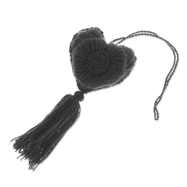 Alternate image for Coal Wool Felt Ornament with Cotton Embroidery Little Coal Heart