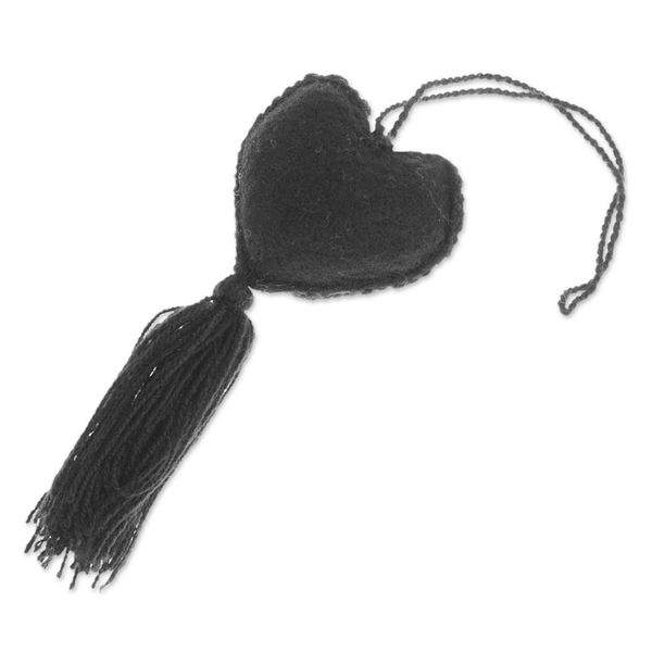 Alternate image for Coal Wool Felt Ornament with Cotton Embroidery Little Coal Heart