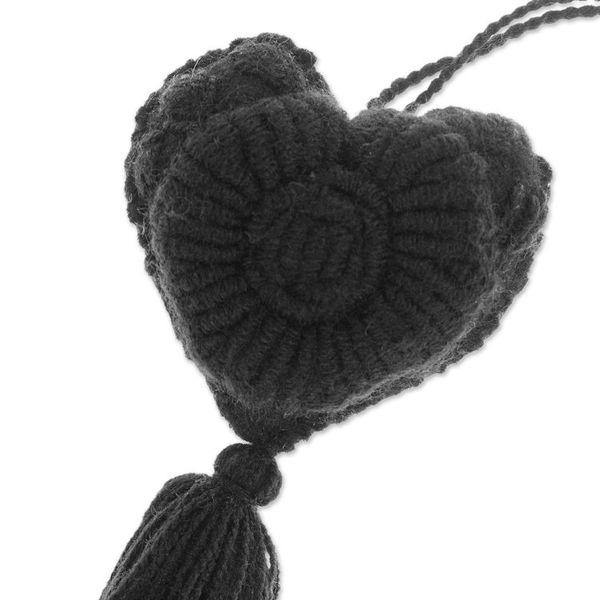 Alternate image for Coal Wool Felt Ornament with Cotton Embroidery Little Coal Heart