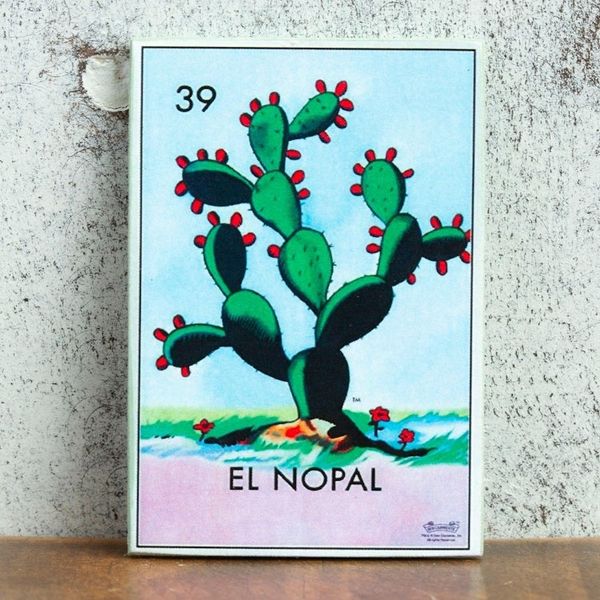 Alternate image for Mexican Wood Magnet with Prickly Pear Decoupage Red Prickly Pear
