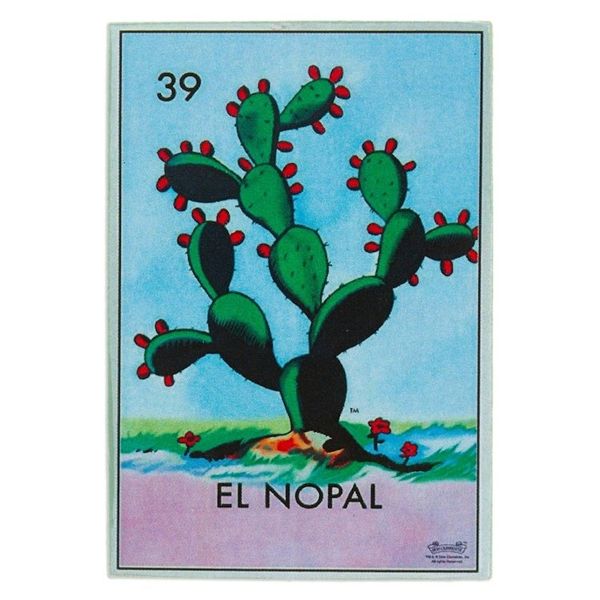 Alternate image for Mexican Wood Magnet with Prickly Pear Decoupage Red Prickly Pear