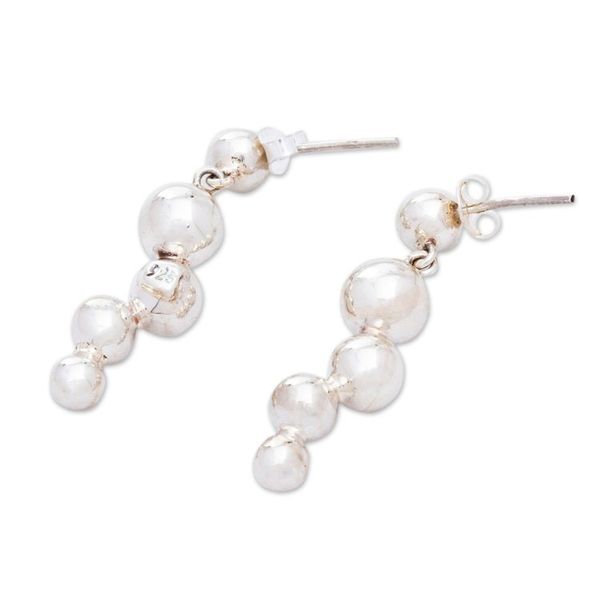 Alternate image for Modern Taxco Sterling Silver Earrings Bubble Shine