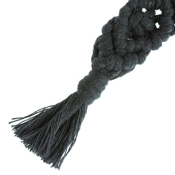 Alternate image for Mexican Recycled Cotton Macrame Keychain in Black Black Structure