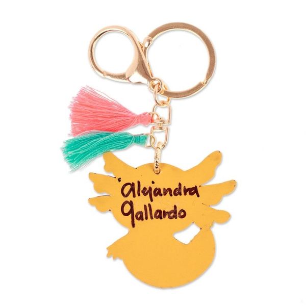 Alternate image for Hand-Painted Axolotl-Themed Wood Keychain and Bag Charm Aquatic Friend