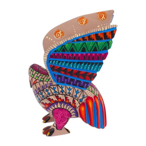 Alternate image for Colorful Hand-Painted Mexican Wood Alebrije Eagle Figurine Breathtaking Eagle
