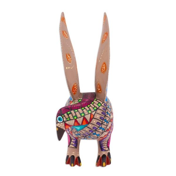 Alternate image for Colorful Hand-Painted Mexican Wood Alebrije Eagle Figurine Breathtaking Eagle
