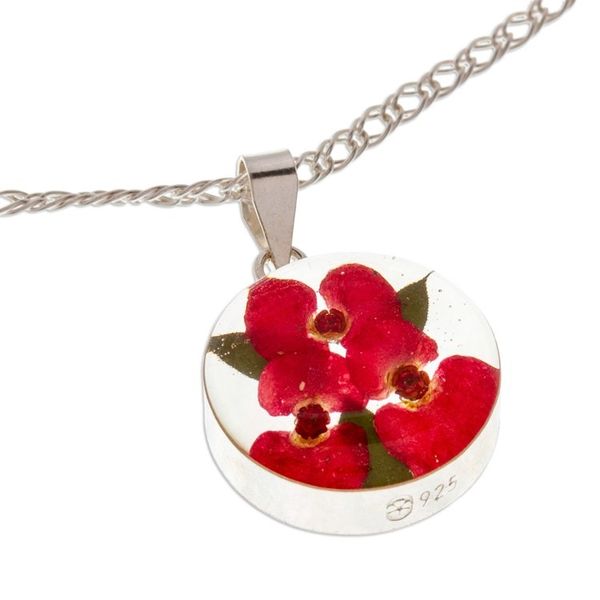 Alternate image for Round Natural Flower Pendant Necklace from Mexico Crown Luck