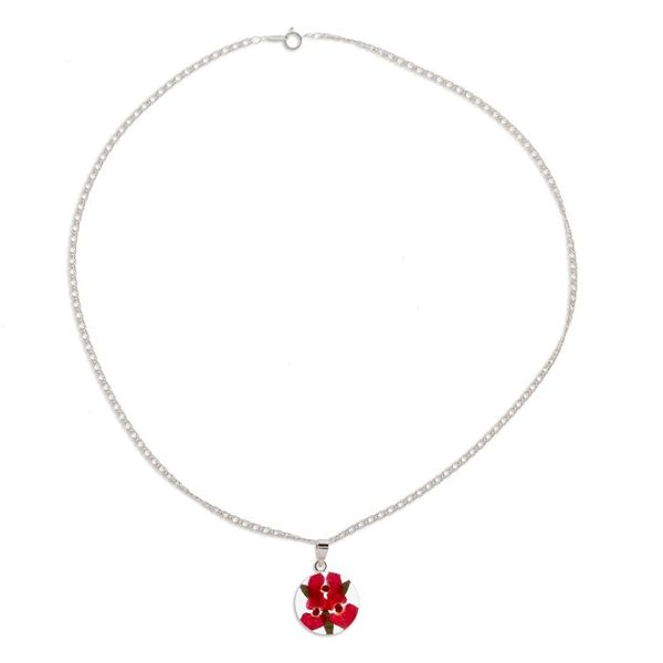 Alternate image for Round Natural Flower Pendant Necklace from Mexico Crown Luck