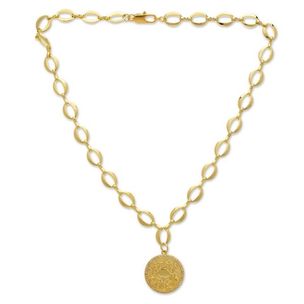 Alternate image for 24k Gold-Plated Cubic Zirconia Cancer Sign Pendant Necklace Cancer Born