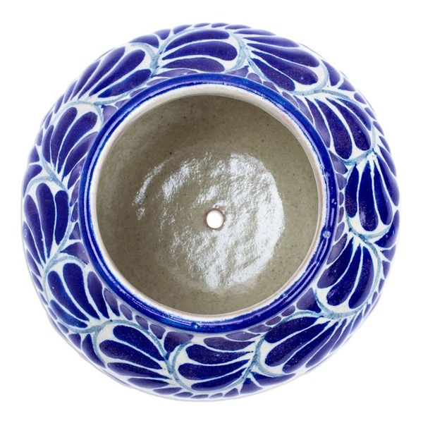 Alternate image for Leaf Flower Hand-Painted Talavera-Style Ceramic Planter Talavera Bloom