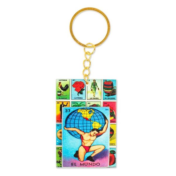 Alternate image for Decoupage Wooden Keychain With Mexican Loteria Motif The Globe