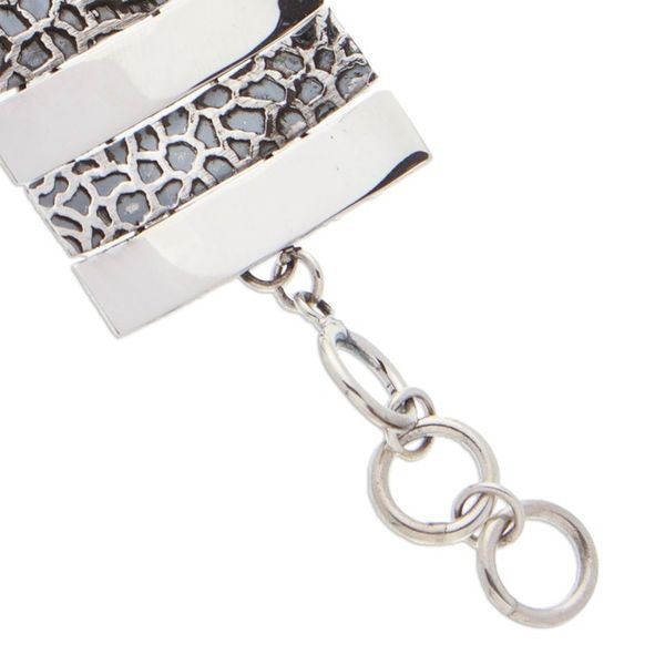 Alternate image for Polished and Animal Print Patterned Sterling Silver Bracelet Minimalist Wildness