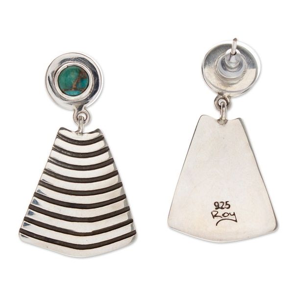 Alternate image for Modern Taxco 925 Silver Dangle Earrings with Turquoise Stone Modern Beauty