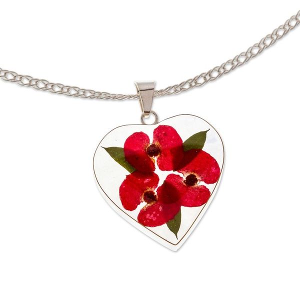 Alternate image for Heart-Shaped Natural Flower Pendant Necklace from Mexico Crown Heart