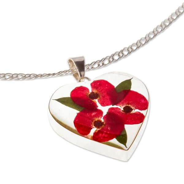 Alternate image for Heart-Shaped Natural Flower Pendant Necklace from Mexico Crown Heart