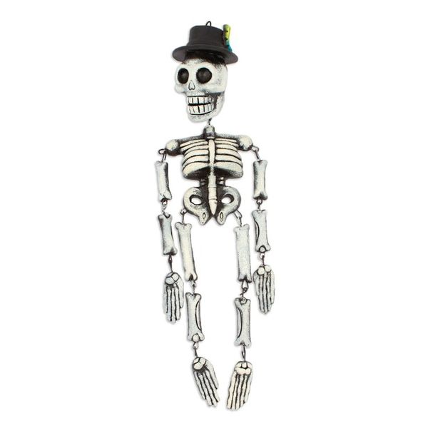 Alternate image for Hand-Painted Day of the Dead Skeleton Ceramic Wall Art Dancing Catrin