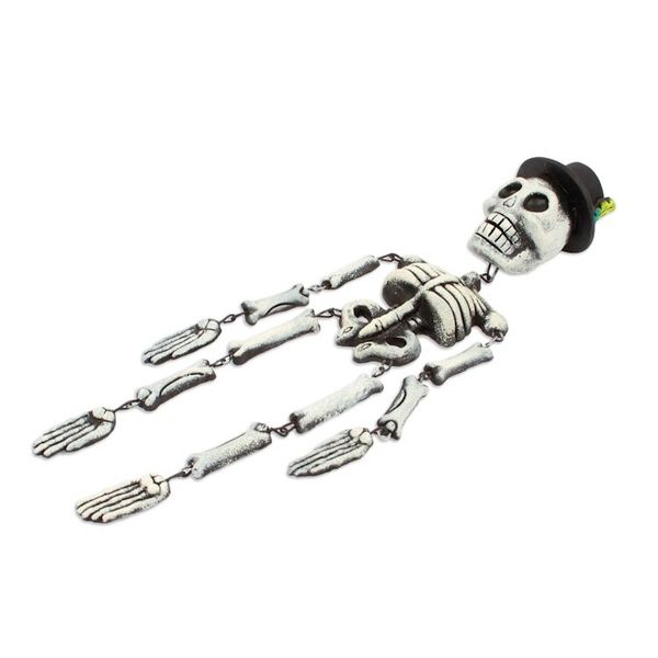 Alternate image for Hand-Painted Day of the Dead Skeleton Ceramic Wall Art Dancing Catrin