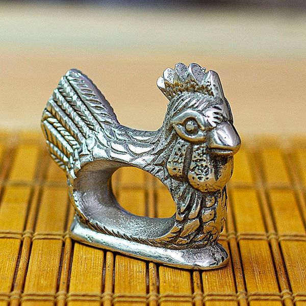 Alternate image for Textured Pewter Chicken Napkin Ring Handcrafted in Mexico Chicken Delight