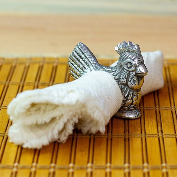 Alternate image for Textured Pewter Chicken Napkin Ring Handcrafted in Mexico Chicken Delight