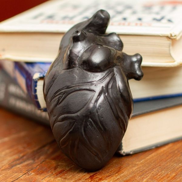 Alternate image for Handmade Black Clay Sculpture Whole Heart
