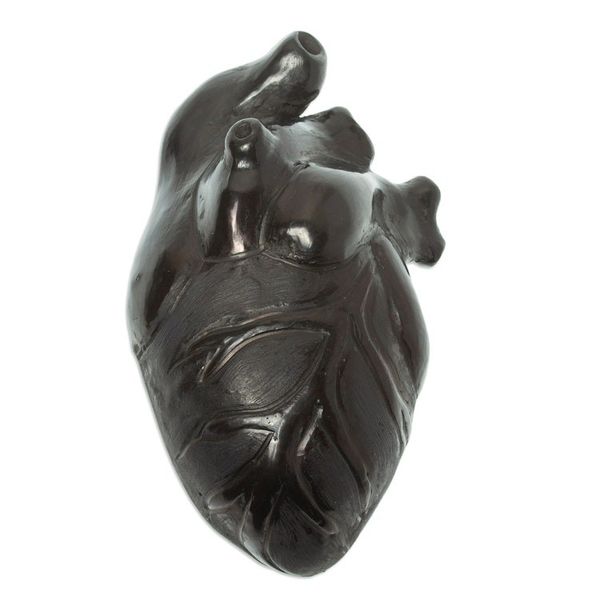 Alternate image for Handmade Black Clay Sculpture Whole Heart