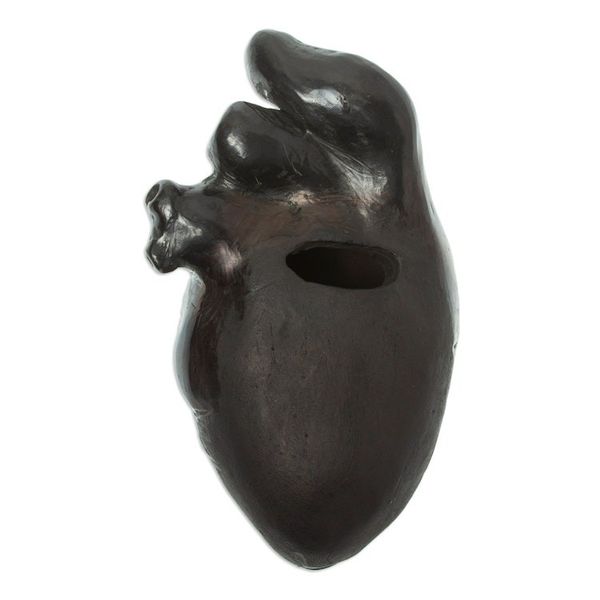 Alternate image for Handmade Black Clay Sculpture Whole Heart